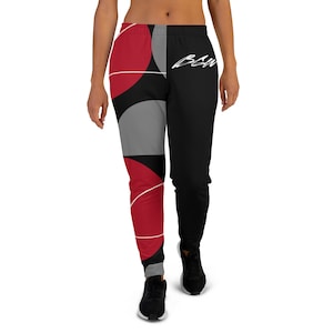 Red N&#39; black Two Tone Joggers, Jordan Inspired Sweatpants, Gift for Her, Trendy Lounge Pants, Casual Streetwear, Athleisure Wear, Sport wear