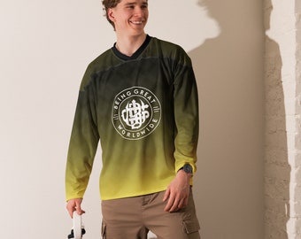 Retro Olive Green Gradient Hockey Jersey