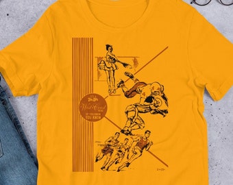 Camiseta unisex dorada de manga corta de los años 70-80