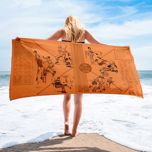 70&#39;s-80&#39;s Old School with Useful Information Tables Beach Towel