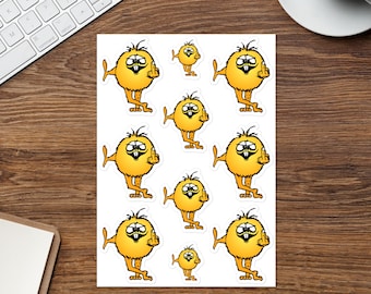 70&#39;s Yellow Fuzzy Finger Sticker sheet