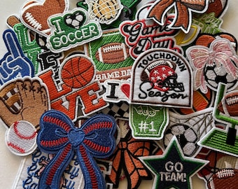 Sports Iron On Patch, Football, Soccer, Basketball, Baseball