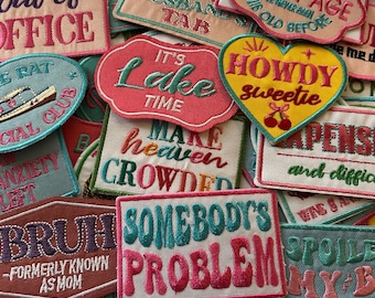 Funny Trucker Hat Iron On Patches, Sarcastic, Pink, Vintage Aesthetic, For Jacket, DIY, Accessories, Girl, Women, Lake Life, Wine, Tequila