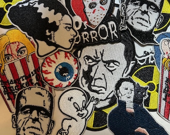 Horror Patches, Halloween Iron On Patches, Spooky Season, Friday The 13th, Michael Myers, I Love 80s Horror, Frankenstein, Bride, Casper