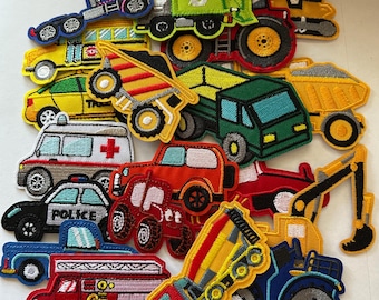 Car Patches, Tractor Patches, Vehicle Patches, Police Patches, Fire Patches, Construction Iron On Patch, For DIY Crafts Jacket Kids Boy