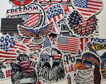 America Patch Iron On, Patriotic Iron On Patch, 4th of July, American, Freedom Patch, Eagle Patch, Flag Patches, Embroidered, United States