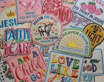 Christian Patches, Iron On Patch, Jesus Christ, Faith, Bible Verse, Religious, Christianity, Embroidered Applique, Sew On Patch For Hat Vest