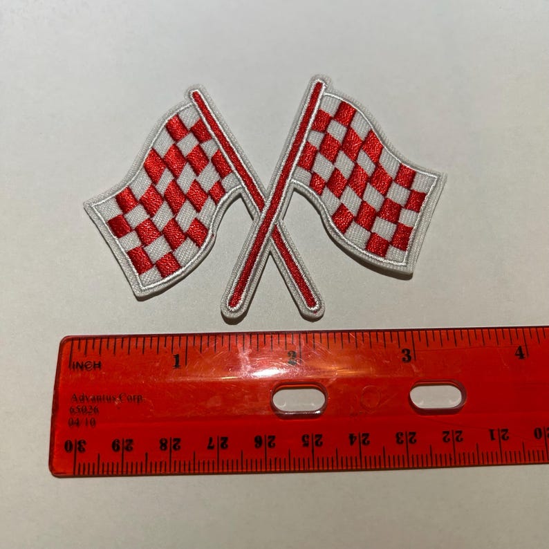 Checkered Heart Patches, Checkered Flag Patches, Red, Green, Yellow ...