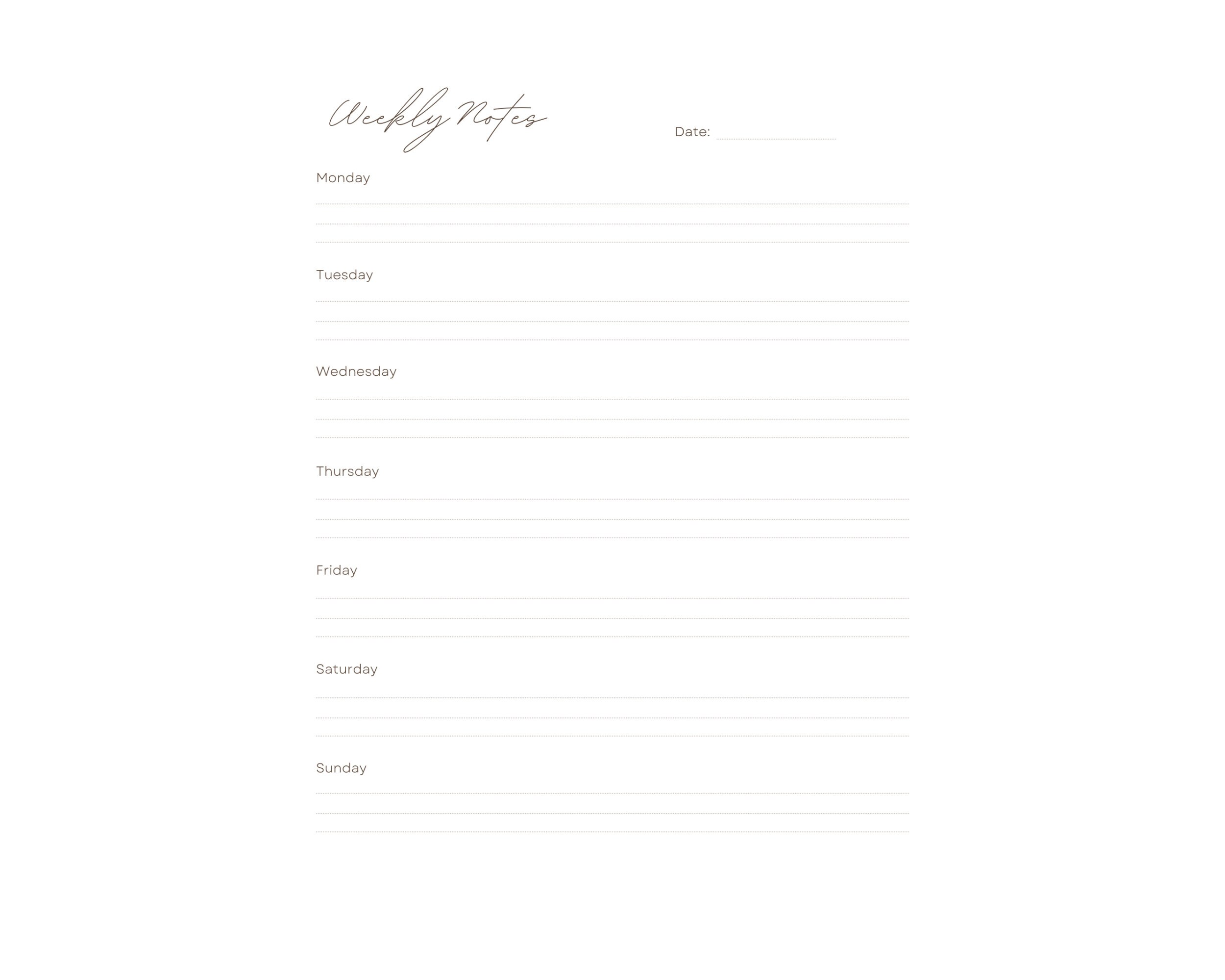 Weekly Notes Template | Planning Notes Template | Printable | Notes ...
