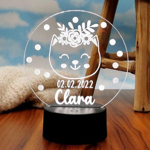 Personalized night lamp girl, christening gift, children&#39;s room, birthday gift, bedside lamp, birth gift girl newborn