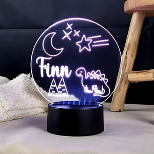 Lámpara de noche personalizada Dino, regalo de bautizo, habitación infantil, regalo de cumpleaños, lámpara de noche, regalo de nacimiento niña, T-rex