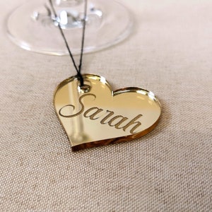 Place card pendant gold glass pendant for wine glasses key chain name plate baptism communion place cards wedding decoration