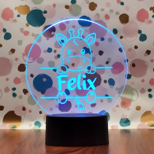 Babygeschenk Nachttischlampe Personalisiertes Giraffe Geburt Junge Mädchen , Taufgeschenk, Kinderzimmer, Geburtstagsgeschenk , Babylicht