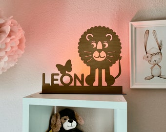 Placa de nombre deseo animal hecho de madera con luz LED