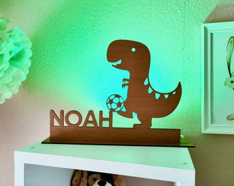 Nombre dinosaurio etiqueta nombre deseo nombre con luz LED|baby regalo joven | patenkind gift |aufaufgeschenke para jóvenes