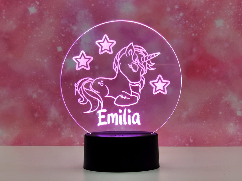 Personalisierte Nachtlampe Einhorn Mädchen , Taufgeschenk, Kinderzimmer, Geburtstagsgeschenk, Nachttischlampe, Geburt Geschenk Mädchen , Einhorn