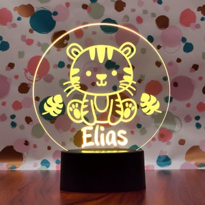 Lampada da notte personalizzata Ragazza unicorno, Regalo di battesimo, Camera dei bambini, Regalo di compleanno, Lampada da comodino, Ragazza regalo di nascita, Tiger