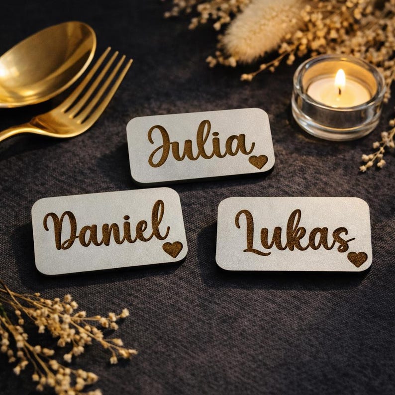 Tarjetas de lugar de madera personalizadas para bodas, bautizos y ...