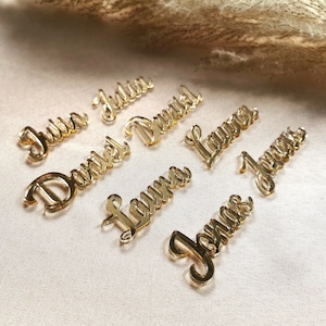Plaque nominative marque-places de mariage cadeau invité marque-places dorés communion baptême décoration de mariage décoration de table lettrage argent or