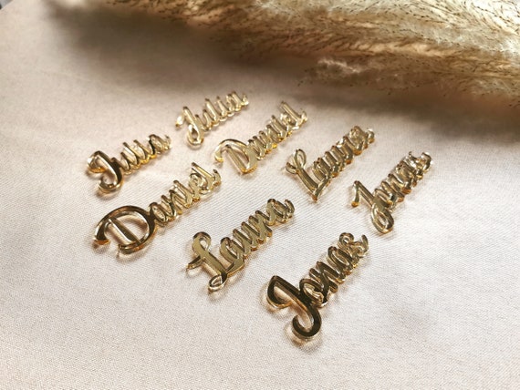 Namensschild Hochzeit Platzkarten Gastgeschenk Gold Tischkarten Kommunion Taufe Hochzeitsdekoration Tischdekoration Schriftzug Silber Gold