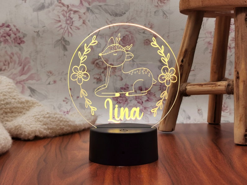 Lampada da notte personalizzata Ragazza unicorno, Regalo di battesimo, Camera dei bambini, Regalo di compleanno, Lampada da comodino, Ragazza regalo di nascita, Reh