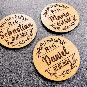 Gastgeschenk Namensschilder Hochzeit Magneten Tischkarten Platzkarten für Hochzeit , Taufe Kommunion , Firmung , Tischdeko Hochzeit