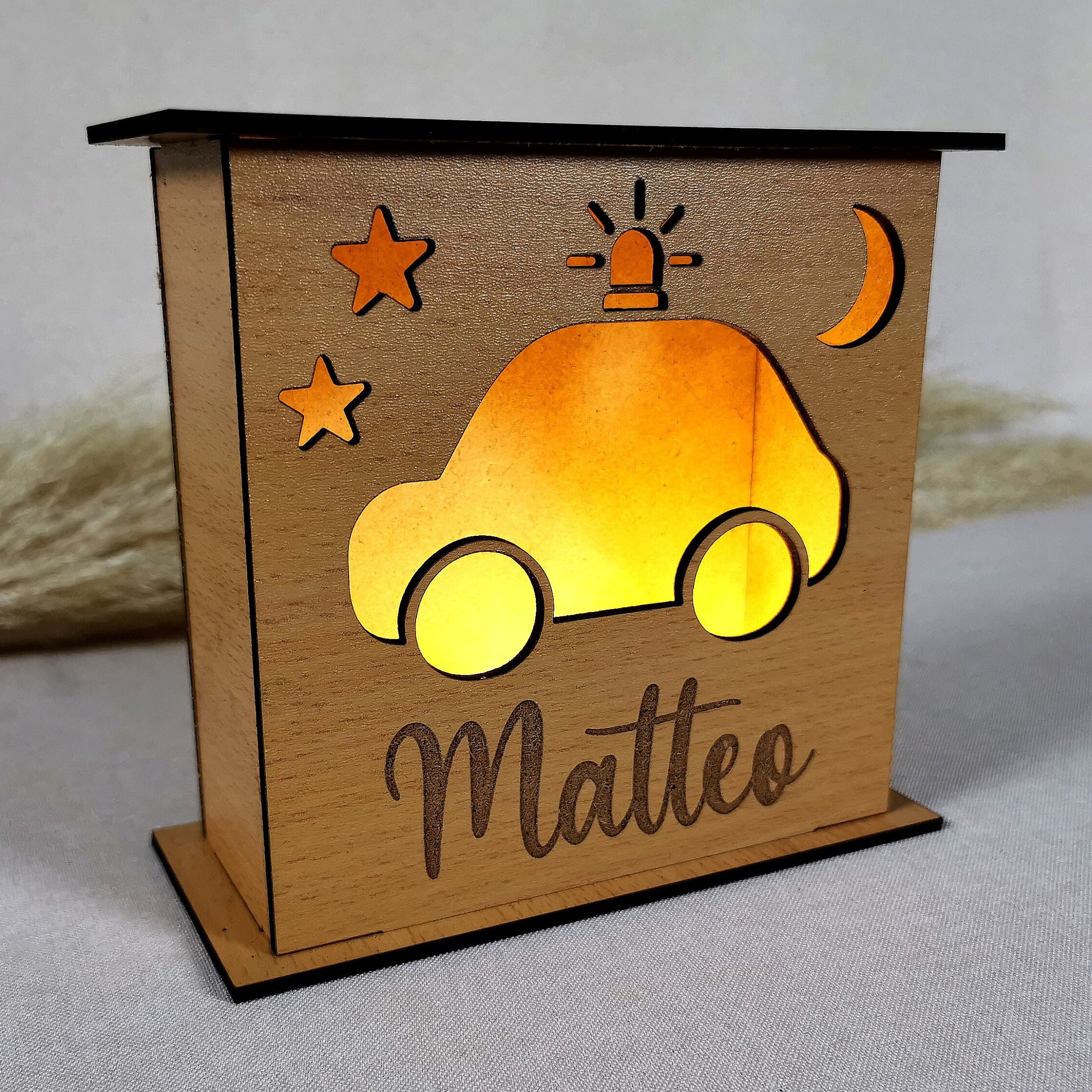 LED-Lampe mit Rennwagen, personalisierter Name, dimmbares USB-Autolicht,  Nachtlampe für Kinder, Autogeschenk -  Österreich