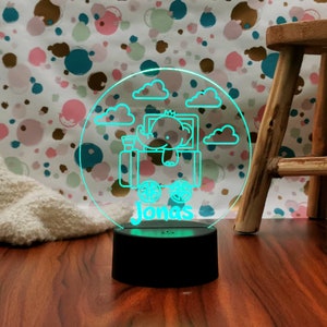 Lampada da notte personalizzata Ragazza unicorno, Regalo di battesimo, Camera dei bambini, Regalo di compleanno, Lampada da comodino, Ragazza regalo di nascita, Elefant im Zug