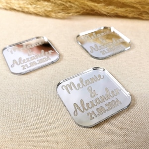 Placa con nombre de imanes únicos y elegantes, recuerdos de boda, hermoso y elegante para boda, bautismo, comunión, novia y novio