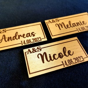Aimants en bois porte-nom cartes de table de mariage marque-places cadeau d'invité pour mariage, baptême communion, confirmation, décoration de table mariage