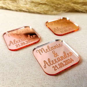Placa con nombre de imanes únicos y elegantes, recuerdos de boda, hermoso y elegante para boda, bautismo, comunión, novia y novio