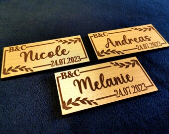 Naamkaartjes gastgeschenk magneten van hout naambordjes bruiloft naamkaartjes voor bruiloft doop communie, vormsel, tafeldecoratie bruiloft