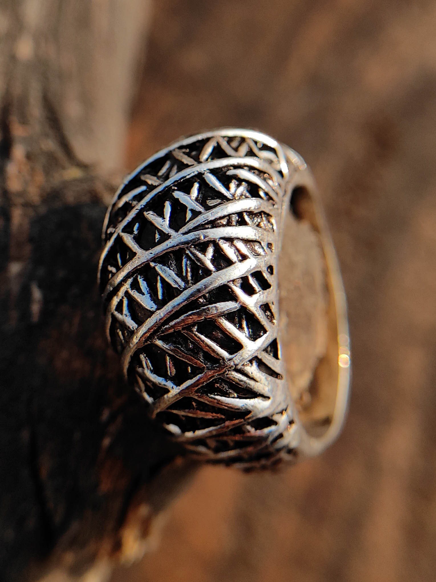 Silver Signet Ring for Men, Wire Wrap Style Symbol Ring, Big Signet ...