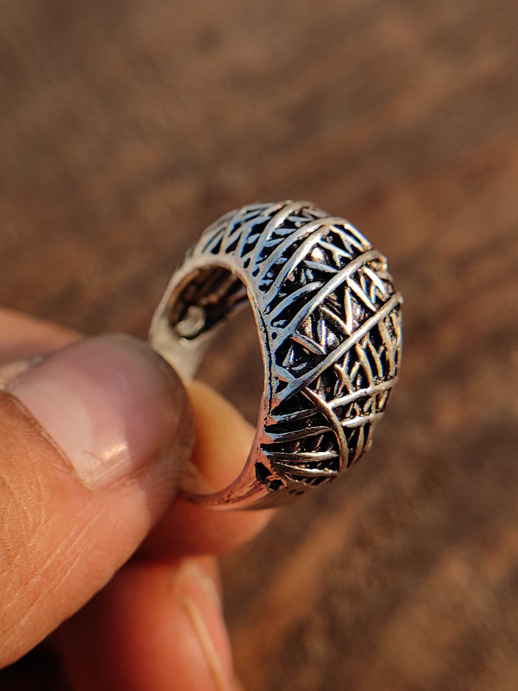 Silver Signet Ring for Men, Wire Wrap Style Symbol Ring, Big Signet ...