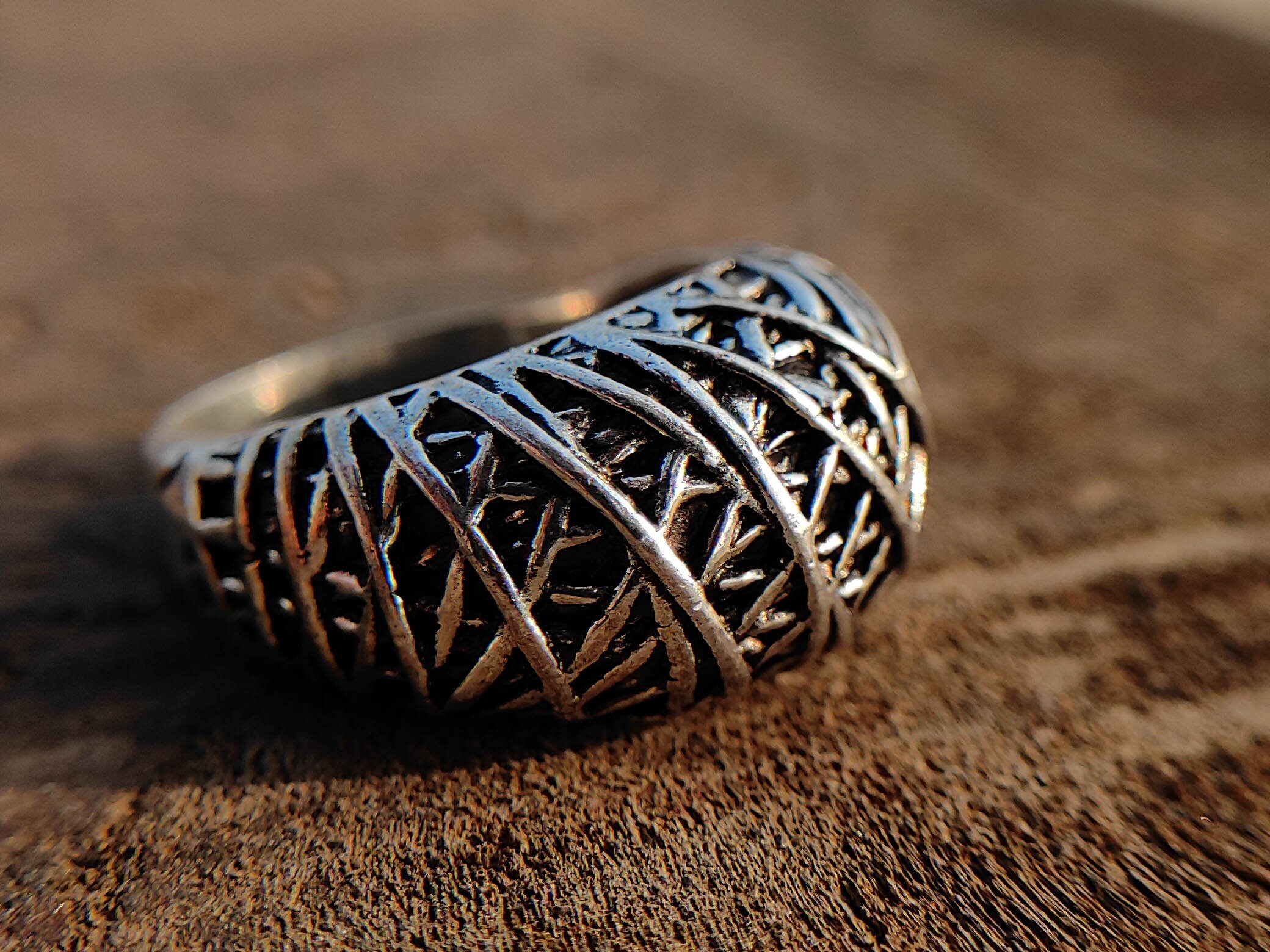 Silver Signet Ring for Men, Wire Wrap Style Symbol Ring, Big Signet ...