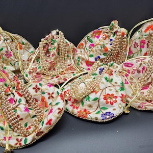 Lot of 20 pcs Indian Handmade women Embroidery Clutch Purse Potli Bag Pouch Drawstring Bag Wedding Favor Return Gift for Guest Free Ship