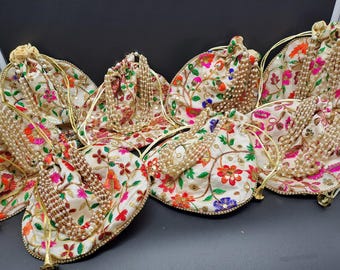 20 Indian Embroidered Potli Bags - Wedding Favor Drawstring Pouch