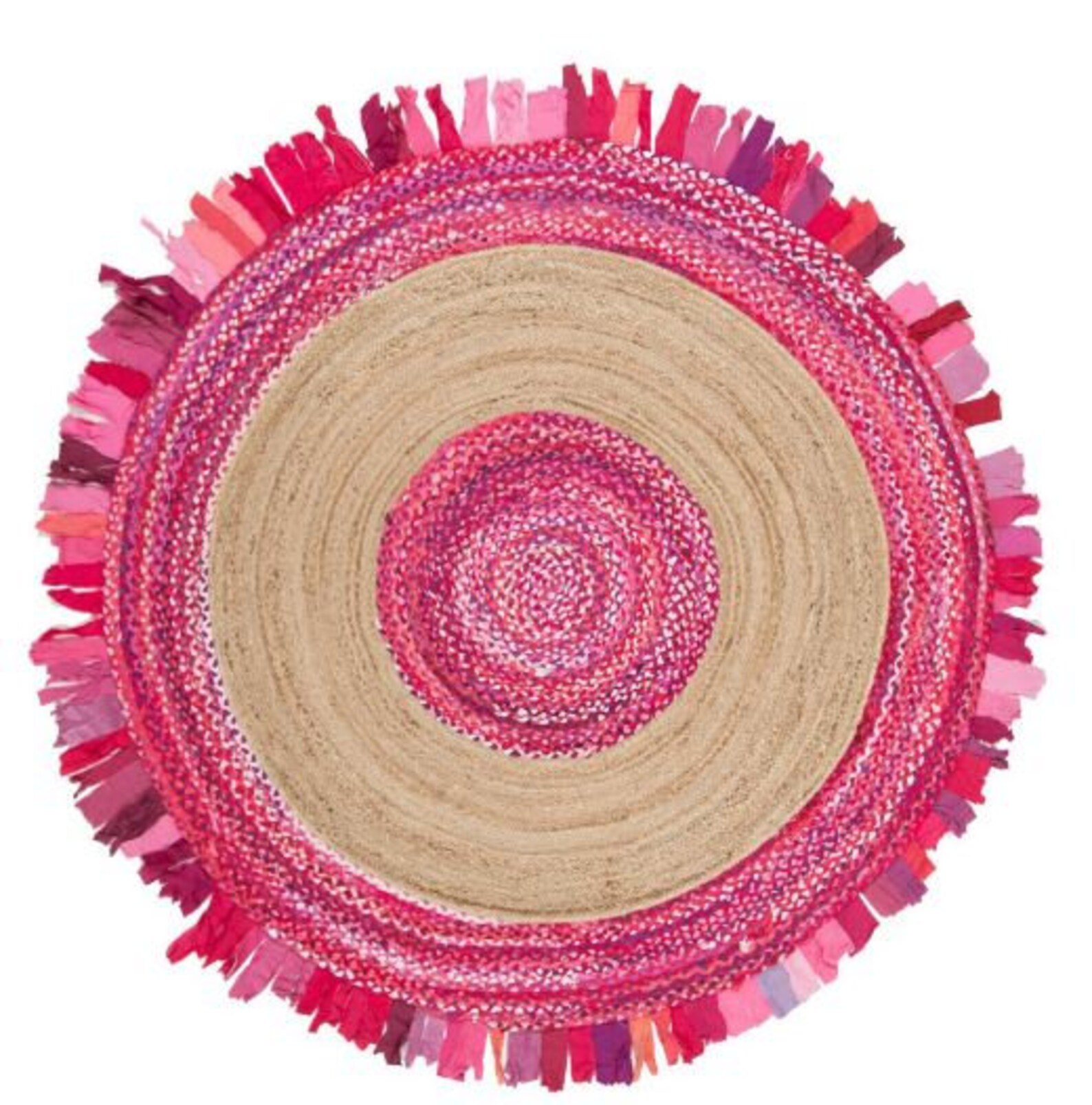 Beautiful Pink Colorful Hand Braided Rug. Natural Handmade Etsy