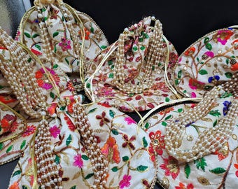 Lot of 20 Indian Embroidered Potli Bags - Handmade Wedding Favor Pouches