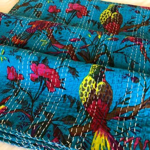 Indian Kantha Quilt Handmade Kantha Bedcover Bedding Kantha Bedspread Throw Cotton Blanket Kantha King Size Hand Stitched Quilts