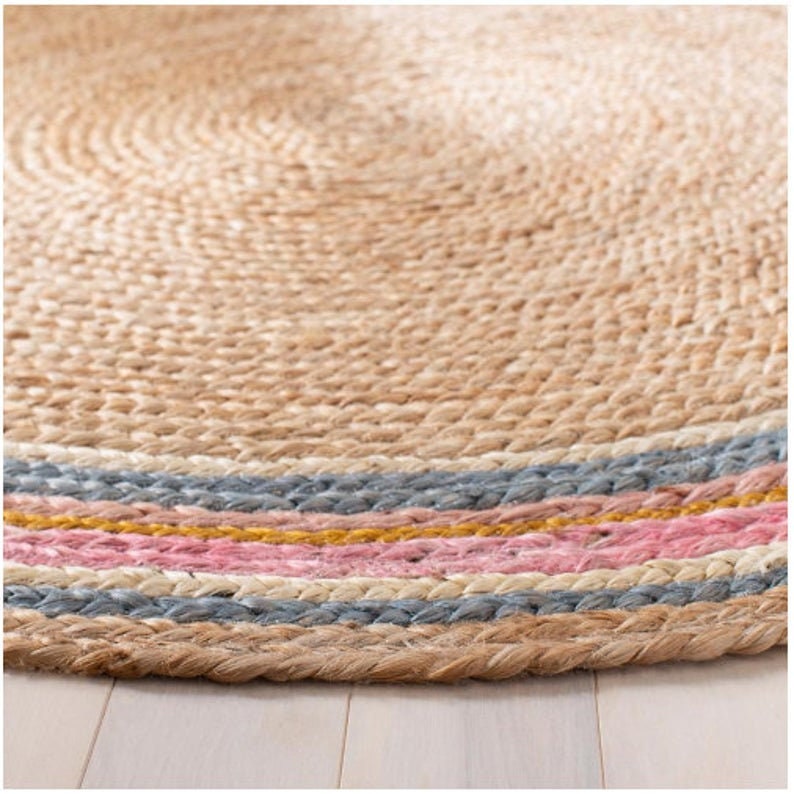 Juteteppich in Mehrfarbiger Jute Bereich Home Decor Teppich | Etsy