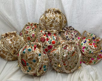 Handmade Embroidered Indian Potli Bags - Wedding Favor, Gift Wrapping