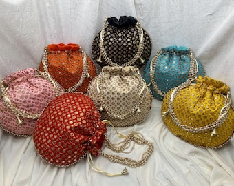 Handmade Indian Potli Bags, Embroidered Wedding Favor, Lot of 100