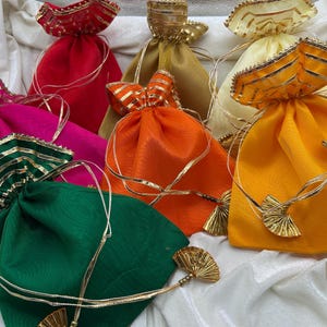 Lot of 100 pcs Assorted Gota Potli Bag, Handmade, Gotapatti Potli, Wedding Bags for Gift, Shagun Gift, Colorful Potli , Handmade Potli Bags