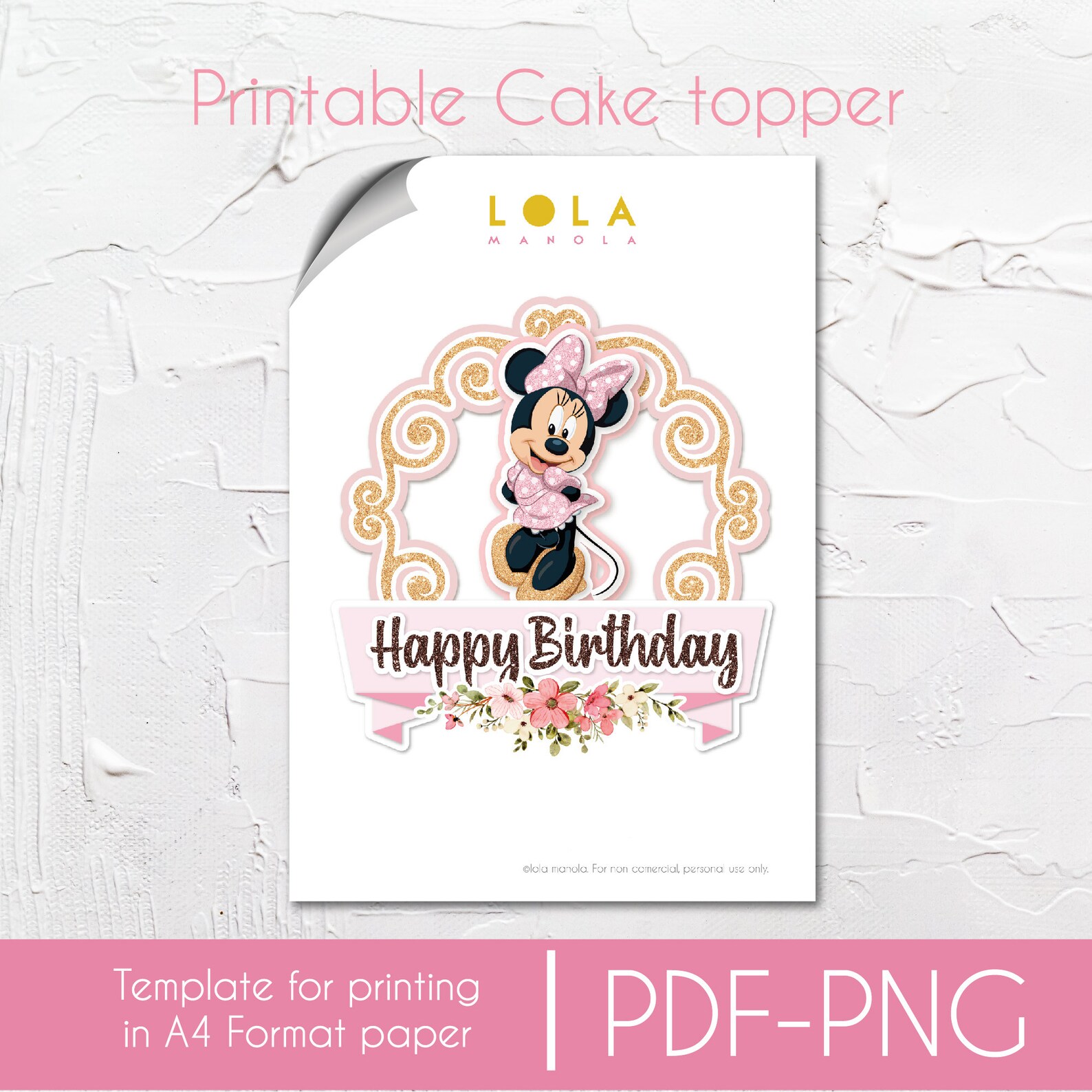Minnie Cake Topper PNG PDF, Minnie Mouse Celebration, Instant Download ...