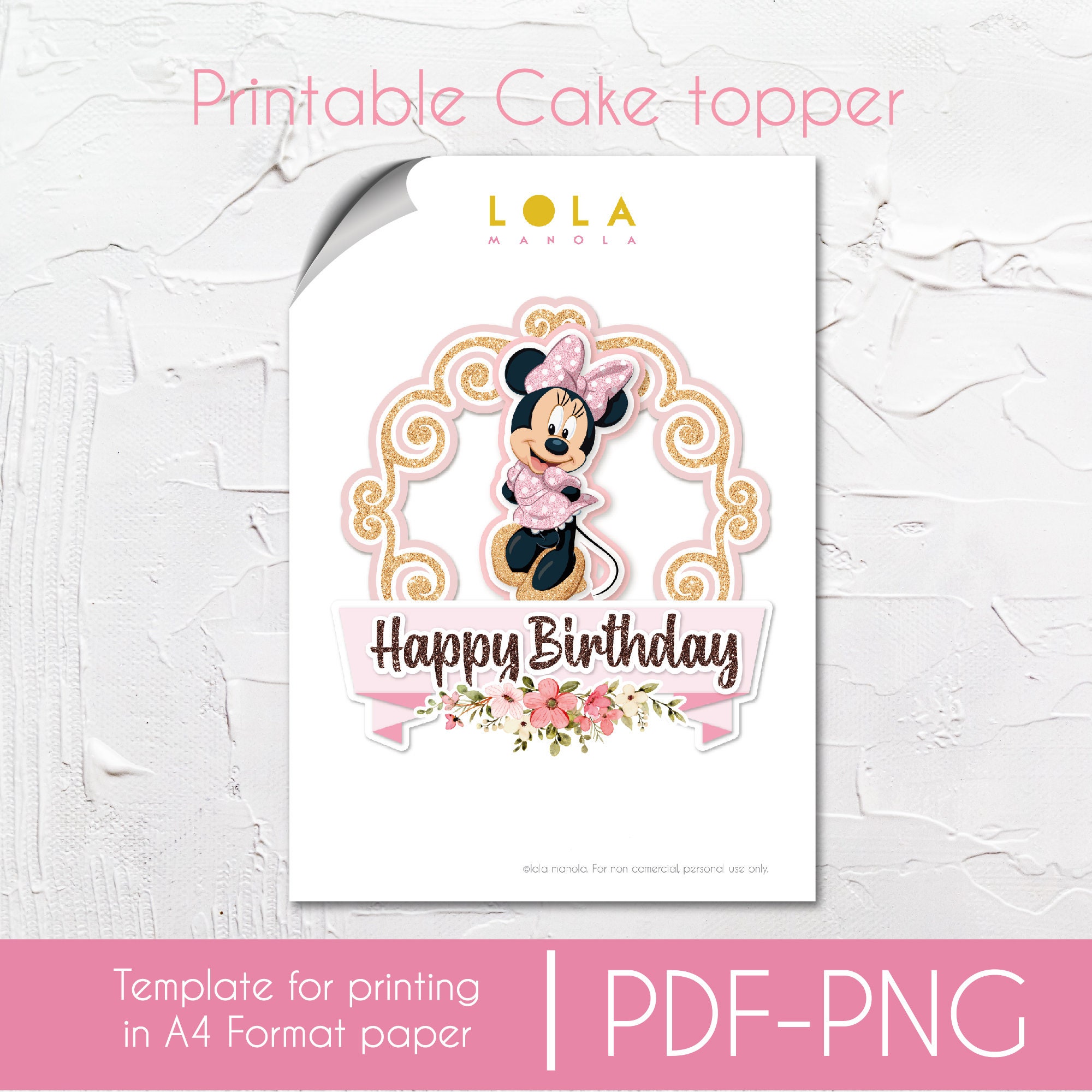 Minnie Cake Topper PNG PDF, Minnie Mouse Celebration, Instant Download ...