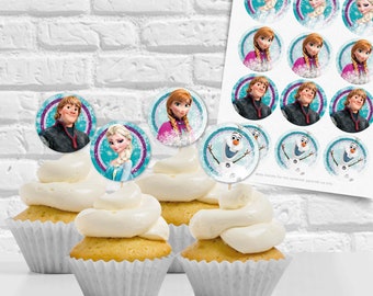 Adornos para cupcakes de Frozen, decoraciones para fiesta de cumpleaños de Elsa (descarga instantánea)
