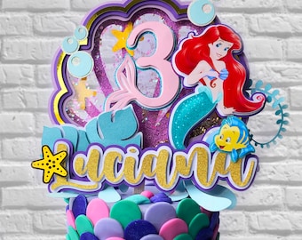 Adorno personalizado para pastel de sirena en formato SVG, decoración para fiestas de cumpleaños (archivo digital)