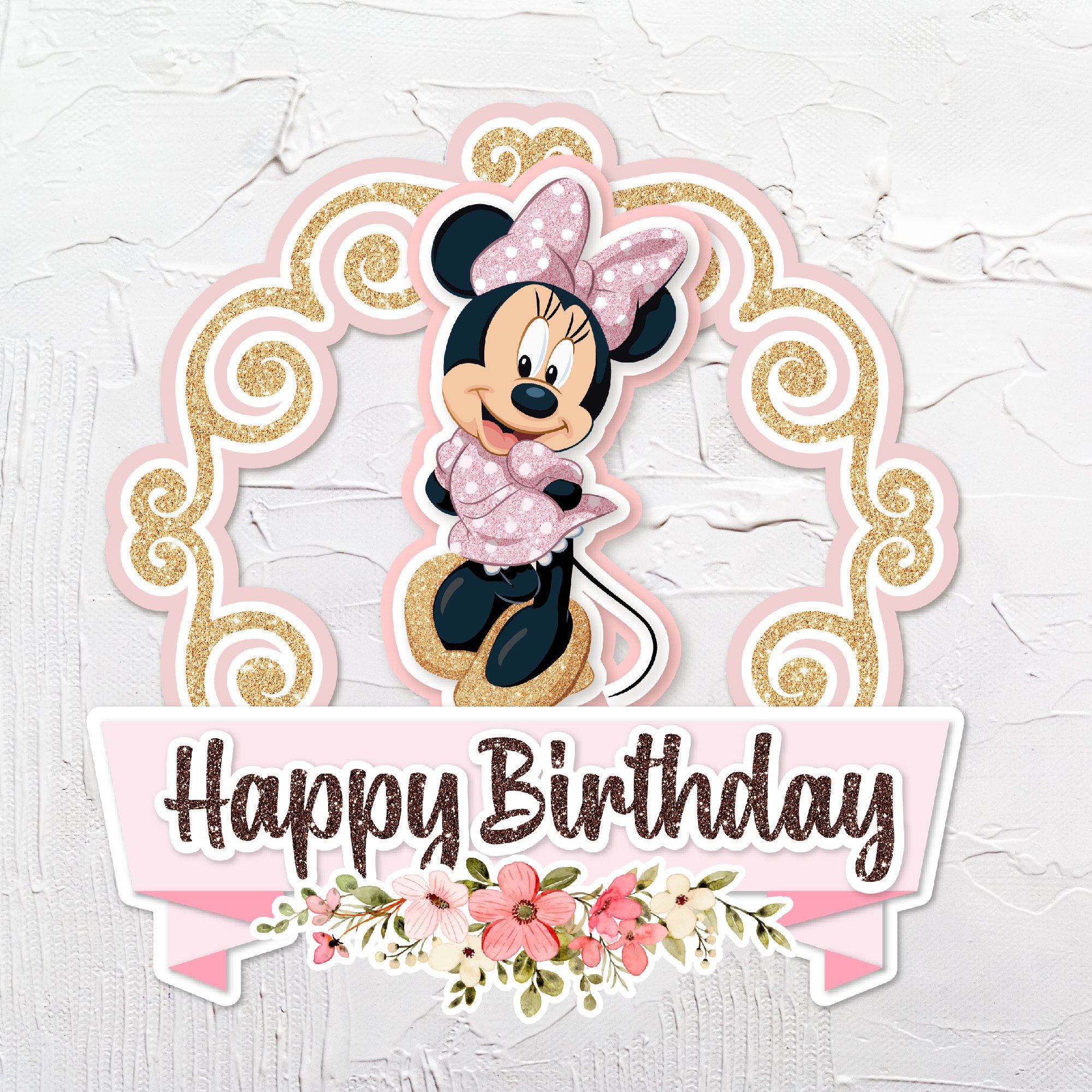 Minnie Cake Topper PNG PDF, Minnie Mouse Celebration, Instant Download
