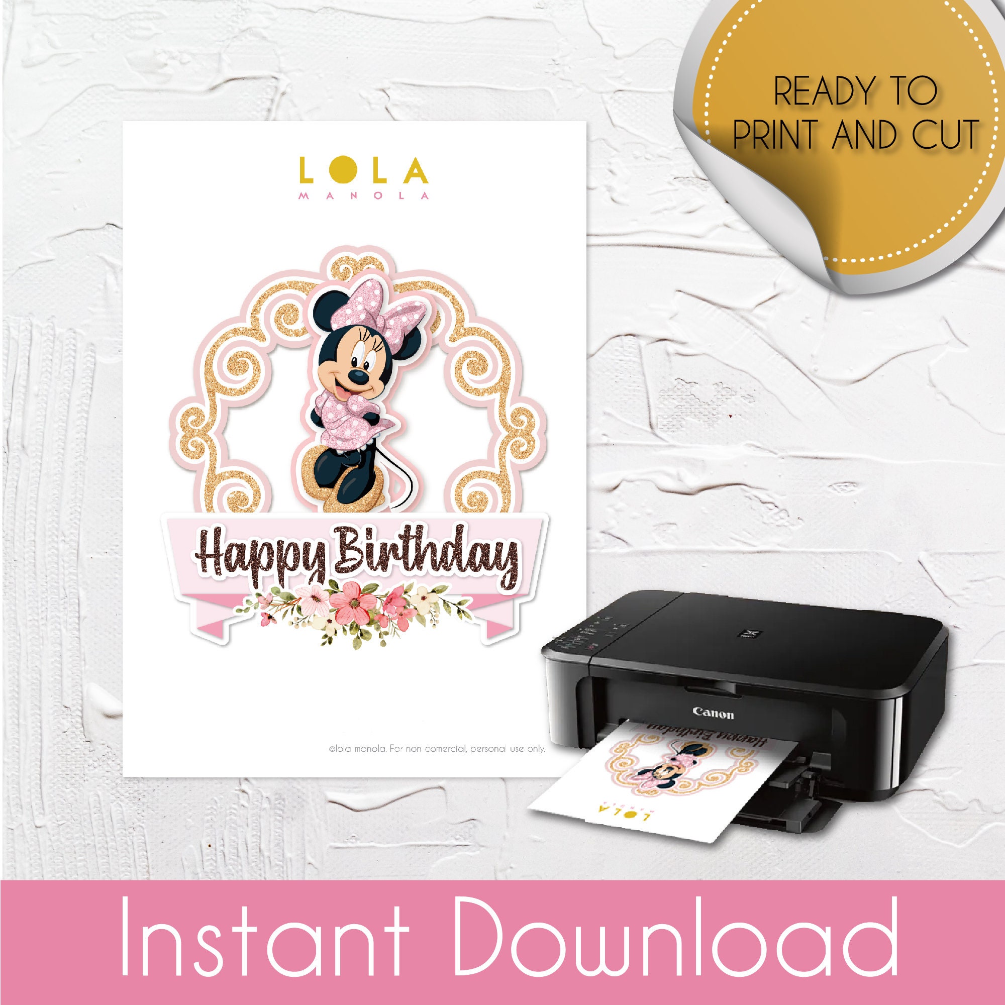 Minnie Cake Topper PNG PDF, Minnie Mouse Celebration, Instant Download ...